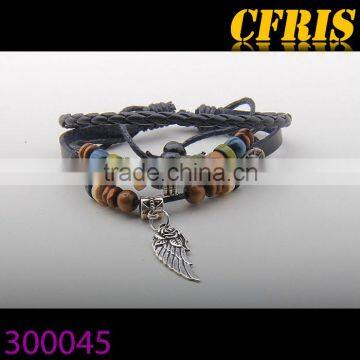 wings charm charming design leather bracelet