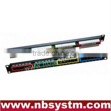 24 port UTP Cat5e Patch Panel colorful bezel 19" 1U,Krone & 110 Dual IDC