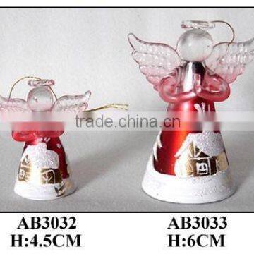 Chirstmas Red Hanging Glass Angel with Snow Scenery