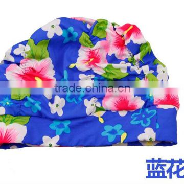 2014 high quality silicone swimming cap for kids and adult&earflaps&colorful&flower