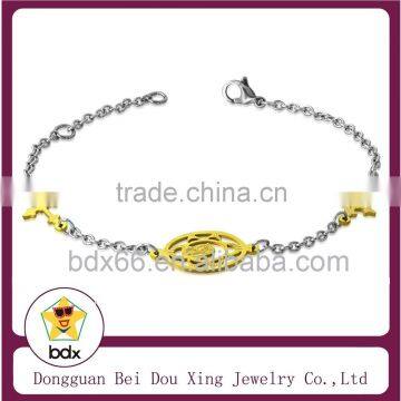 Religion Gift Best Quality Fashion Stainless Steel Two Tone Catholic Wrist Rosary Bracelet With Angel Mary And Jesus Cross Charm
