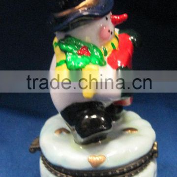 ceramic snowman trinket box