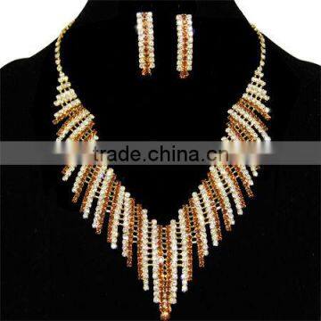 Topaz Rhinestone Assembled Crystal Rhinestone Gold Tone Necklaces Set Pakistani bridal jewelry set