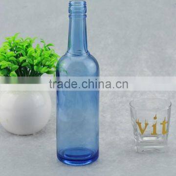 Round shape bottle light blue colored bottle empty wine glass bottle wholesale