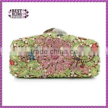 colorful hard case flower pattern handmade evening clutch bag hard clutch evening bag (88172A-LG)