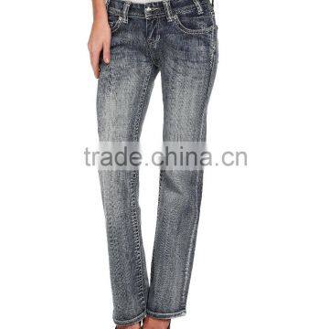 Women bootcut dark color denim jeans