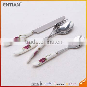 Ceramic Handle Flatware Set With Stand