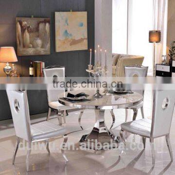 Foshan dining room furniture fashion 201 stainless steel roating round table