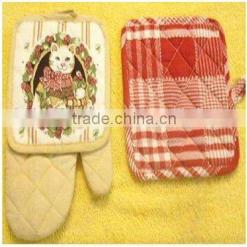 100% Cotton Oven Mit and Pot Holder