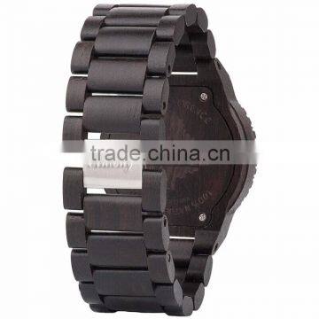 2015 Wooden Men Watch Ebony Case Even Strap / Japan Movement With Calendar photo-3