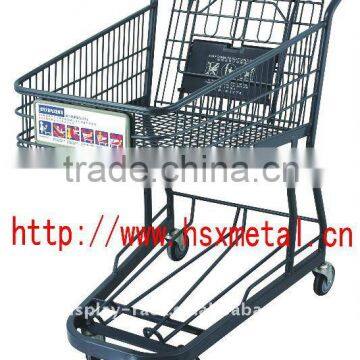 powder coat metal iron 2 tier European style supermarket Shopping cart