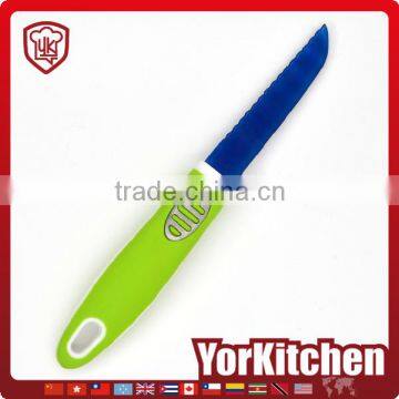 Hot sales in Amazon Novel design TPR handle Titanize fruit carving knife