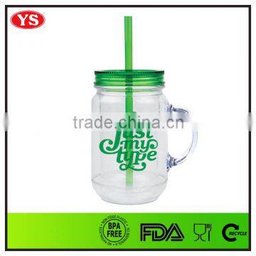 promotion bpa free acrylic 20oz double wall mason jar with handle