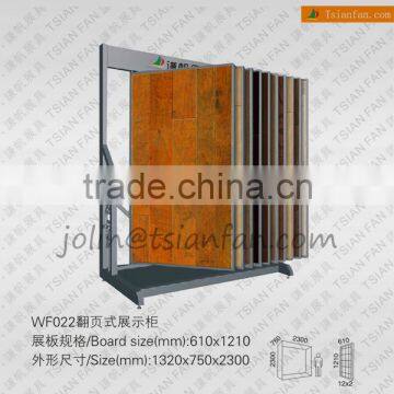 WF022 wood look rubber flooring display racks / page turning type rack