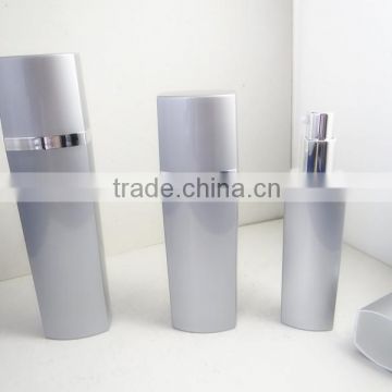 square plastic bottle with shiny silvery