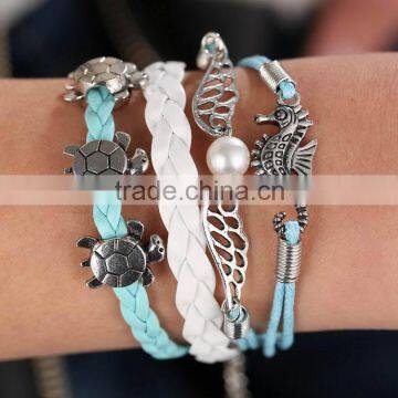 Heart Shape Alloy With Selveral Rope Weave Woven Bracelet photo-4