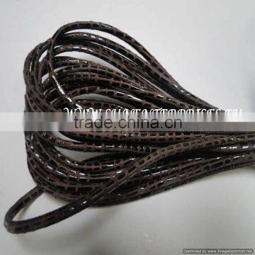 Round Leather Cords - Real Leather Round Stitch 4 mm Lizard Brown