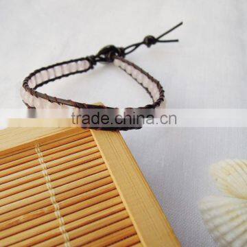 Make Leather Wrap Crystal Beads Pearl Crystal Bracelet photo-2
