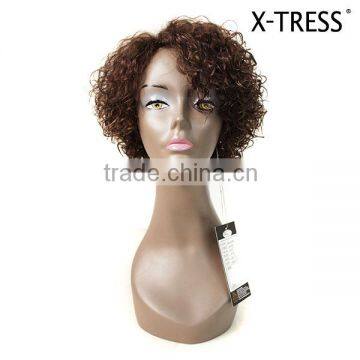 10inch light brown color jerry curl 100% Brazilian human hair 109g China xuchang beatiful Wholesale remy curly hair wig