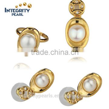 Fashion white color pearl set 8.5-9mm AAA button cheap original pearl sets