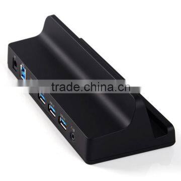 4 port usb hub with two charging port, charging station with 1 microphone