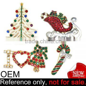 Wholesale decorative custom cheap jewelry crystal tree christmas brooch