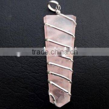 Rose Quartz Flat Stick Pendant For Sell