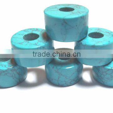 AAA Chinese Turquoise Smooth Handmade Big Hole Tyre Beads
