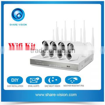 Hot sale wireless nvr kit with 4ch 1080p ip camera poe optional