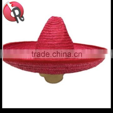 big straw red sombrero hat