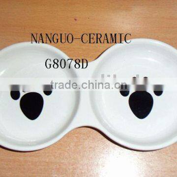 Ceramic pet feeder pet bowl dog bowl with paw