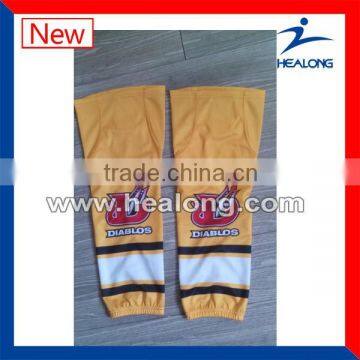 custom athletic socks,custom ice hockey sock,godlen yellow hockey sock