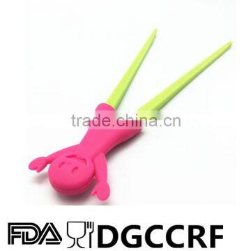 Kid's Happy Man Hinged Training Chinese Silicone Chopsticks