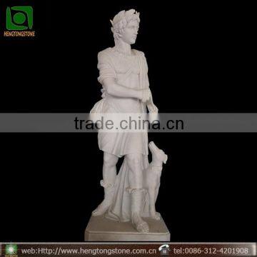 Life Size White Marble Hunter Statue