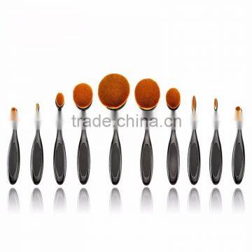 2016 New High Quality 10pcs Oval Makeup Brush Set Cosmetic Toothbrush Curve Foundation Cream Powder Blusher Makeup brush Tool