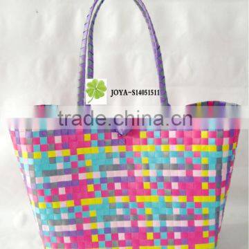 Colorful plastic straw tote bag