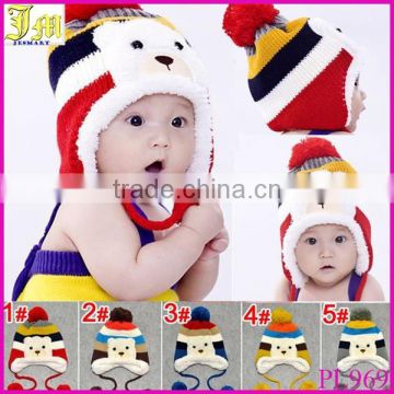 New Cute Fashion Warm Cap Winter Animal Hats For Baby Earflaps Velvet Thickening Crochet Knitted Boy Girl Beanie Children Hat