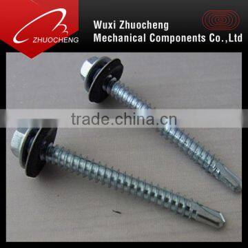 zinc plated DIN7504K self drilling screws with rubber washer