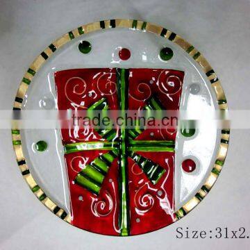 25cm Hand painted Round Glass Plate