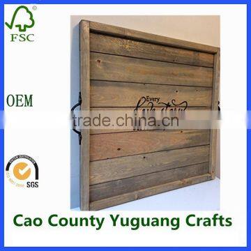 Rustic Square Ottoman Tray Large Custom Wood Trays for Ottoman photo-2