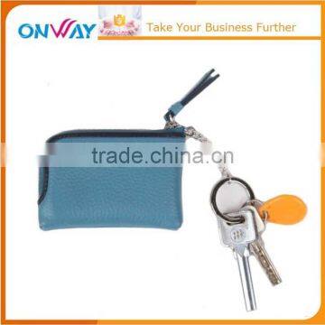 Genuine leather cross pattern extravagant blue coin purse