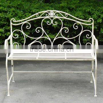 Powerlon Garden Wrought Iron 2 Seater White Bench