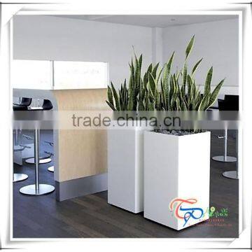 Fiberglass square tall white outdoor planters sets