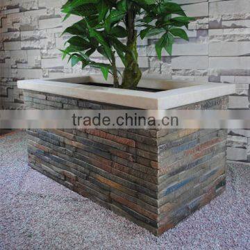 Strong Fiberglass Whitout Bottom Square Artificial Stone Planter photo-2
