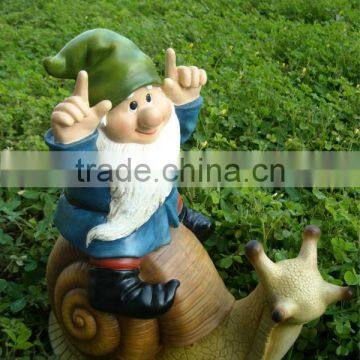 Handmade High Quality Resin Unique Riding Snail Garden Gnome