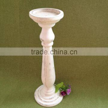 Trade Assurance Antique Grey Color Handmade Wedding Decorative Small Wood Candle Holder photo-3