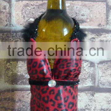 red leopard fashion bra wine bottle bags