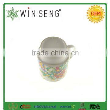 Ceramic Tall Mug With Flower Pattern and Ring photo-6