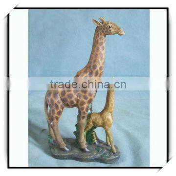 Fiberglass two giraffes double wild animal sculpture