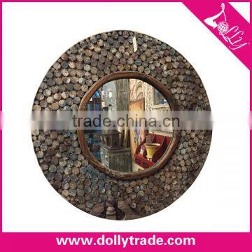 High quality retro elegant round decorative wooden mirror decorative wall mirror